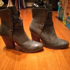 Leather lace tie calf booties- J shoes